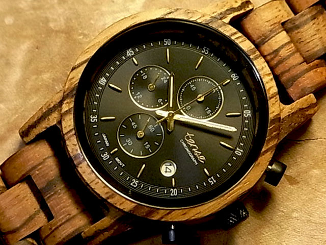 クロノグラフ木製腕時計