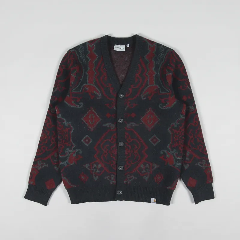 Carhartt WIP Mens Knitted Verse Cardigan Jacquard Dark Navy