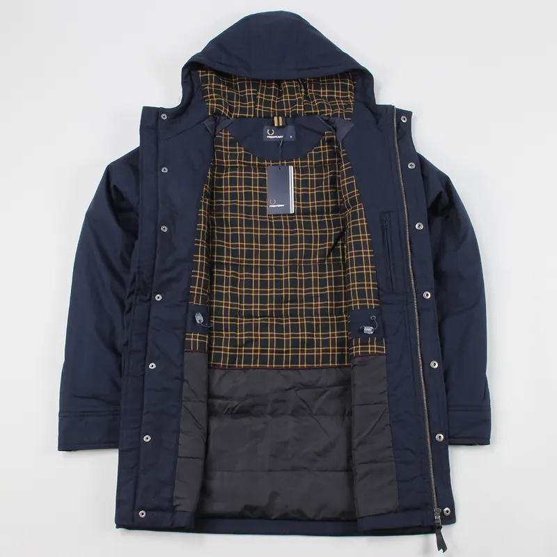 Fred Perry Mens Portwood Parka Style Coat Jacket Bright Navy