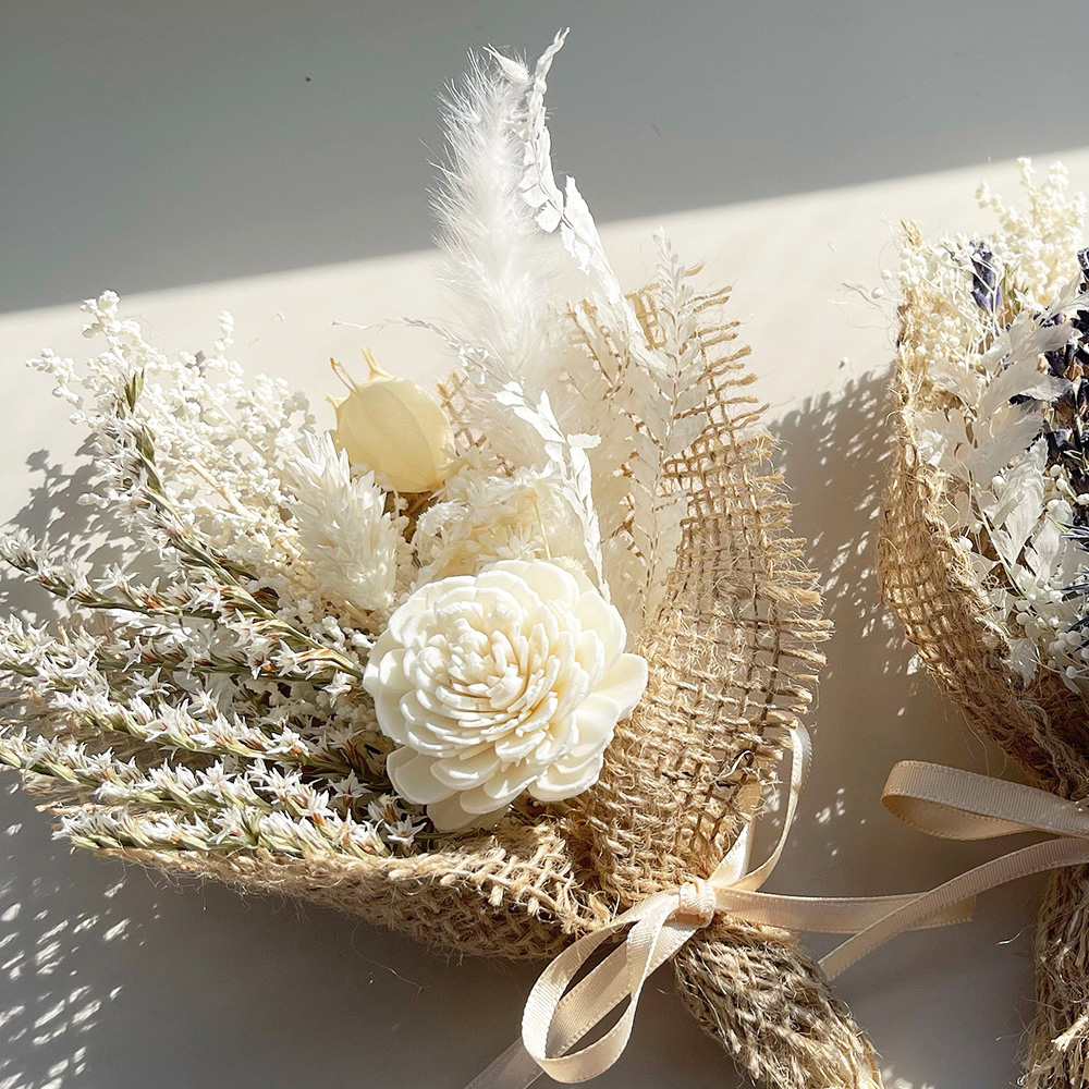 ドライフラワー 麻ブーケ ホワイト ミニブーケ プチギフト【送料込み