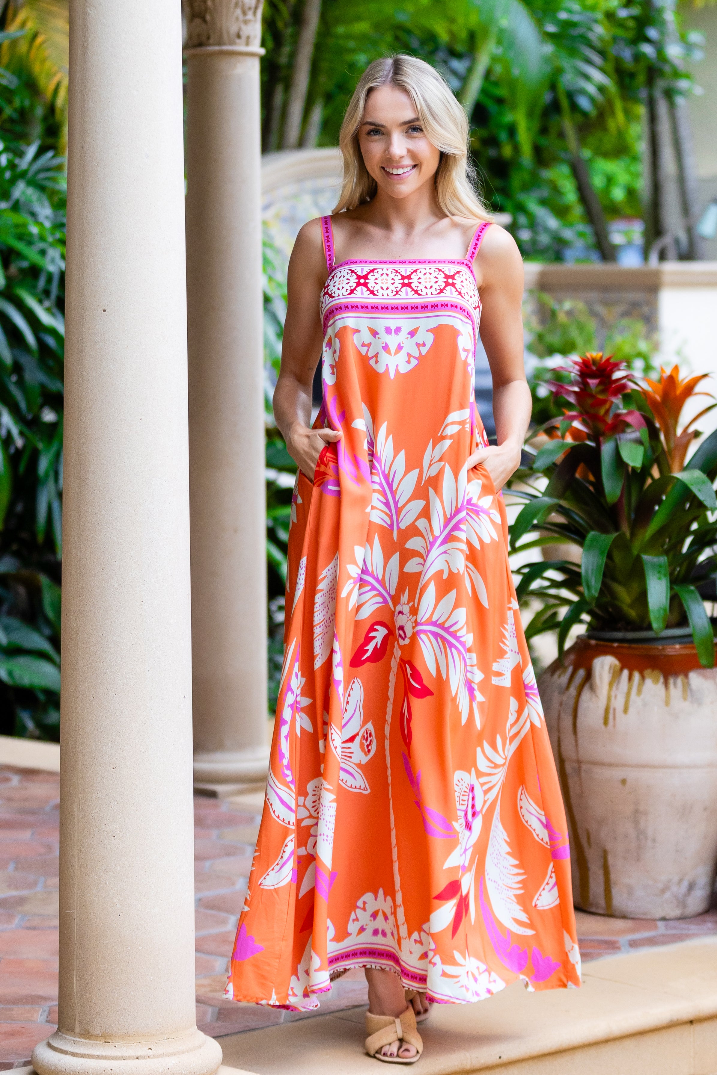Giselle Dress / Orange Palm – walker&wade