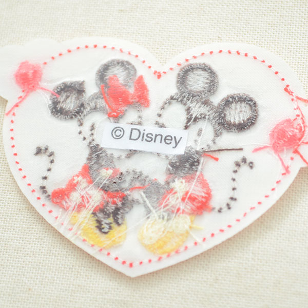 生成りワッペン ディズニー ミッキー&ミニー(ハート) | ワッペン