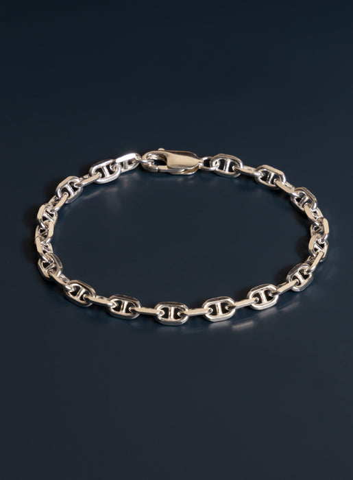 925 Sterling Silver Double Anchor Chain Men's Bracelet — WE ARE