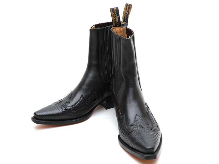 アダムスブーツ（ADAM'S BOOTS）3081 PULL UP 01 BLACK×LIZARD（型押し