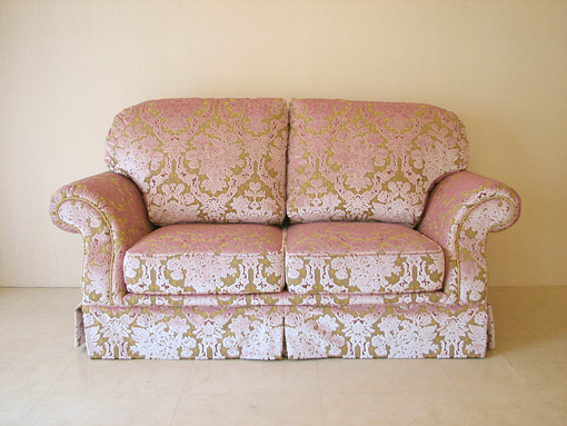 ソファ フィガロ2P 金華山織りピンクの花かご柄｜布張りソファ（椅子