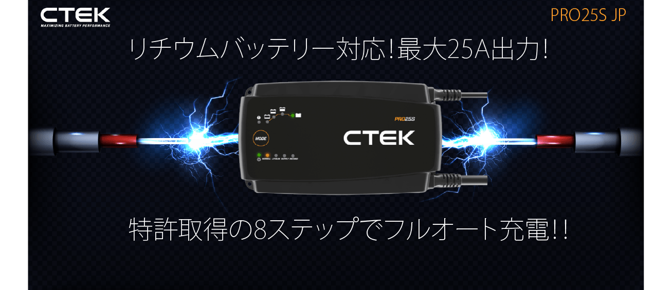 国内初登場、12Vリチウムバッテリー(LifePo4) フルオート充電に対応