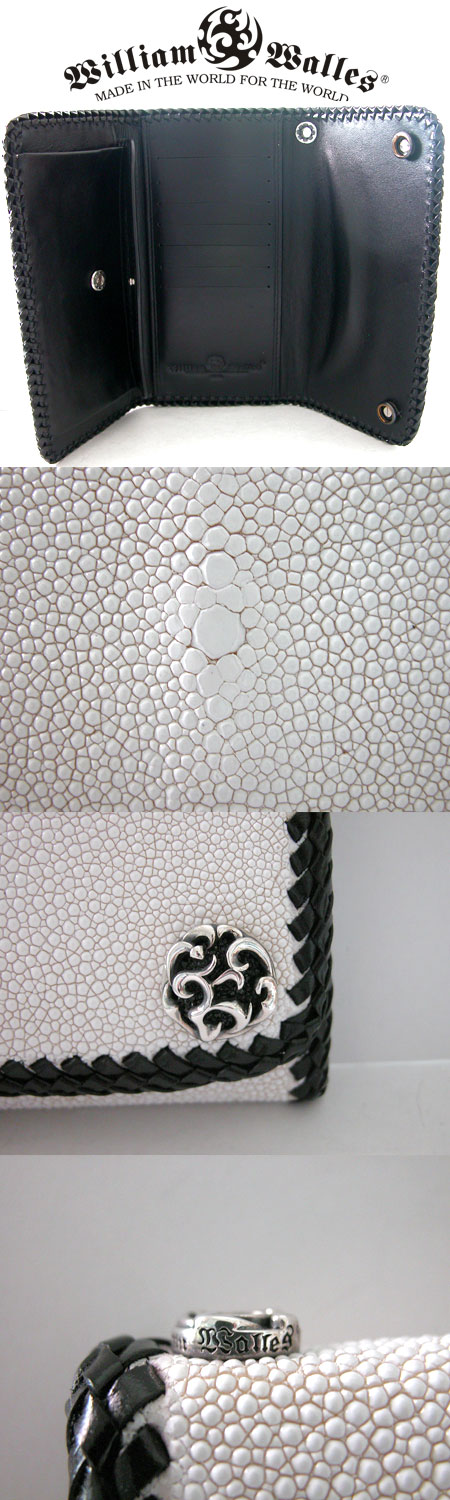 レザー 財布 ウォレット シルバー925,スティングレイ シルバークロス