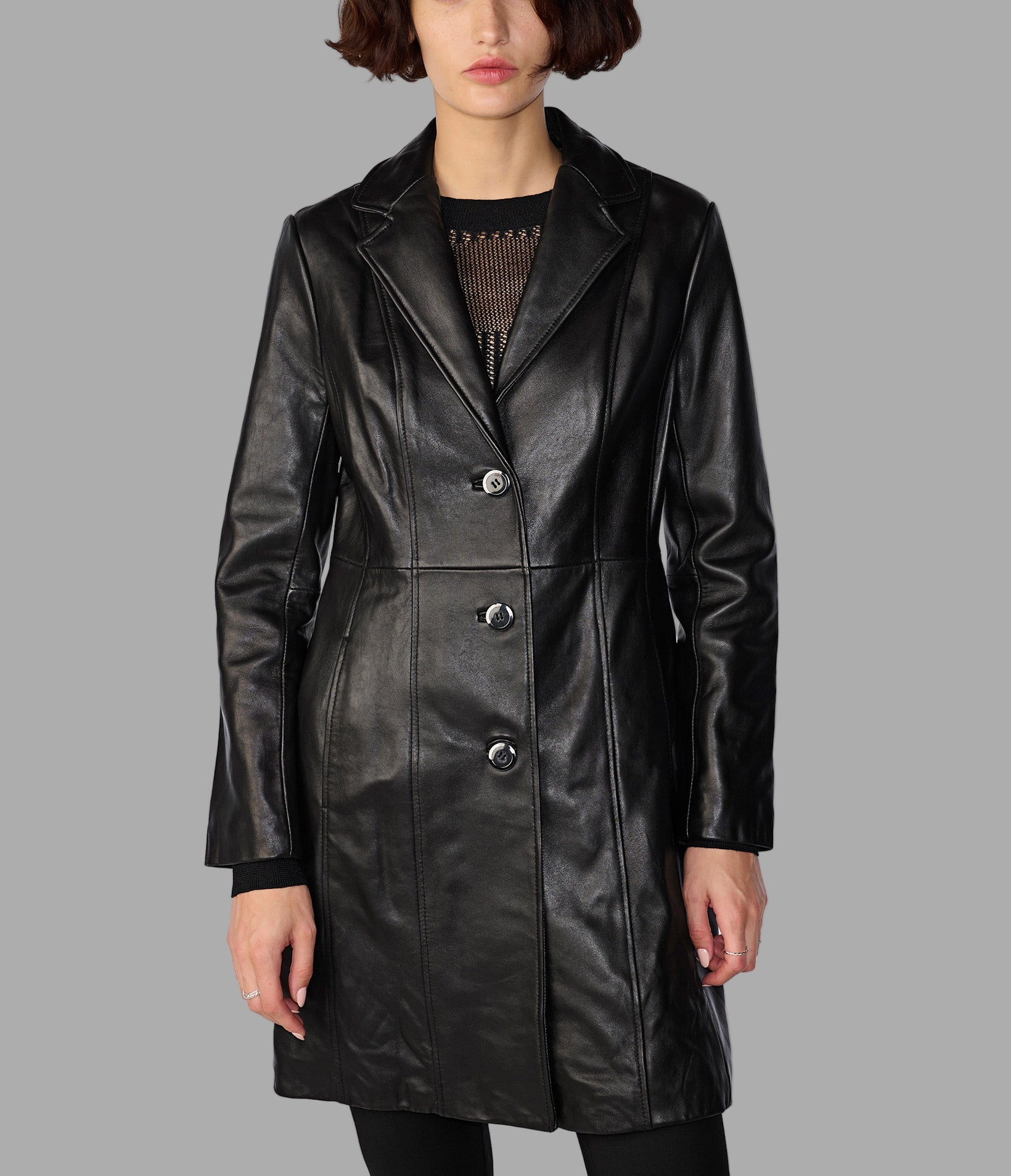 Nora Button Down Leather Trench Coat | Wilsons Leather