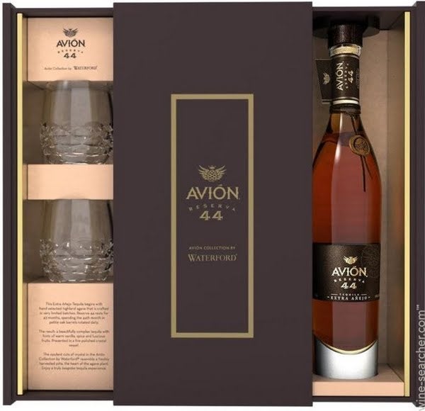 Avion Reserva 44 Tequila Extra Anejo Set with Glasses, Jalisco