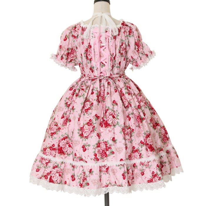 USED】シュガーブーケ～永遠の乙女の憧れ～柄シャーリングワンピース