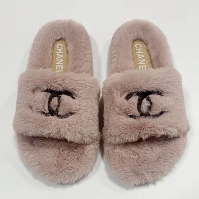 Chanel ブランド 冬 スリッパ 室内履き ふわもこ シャネル ファー