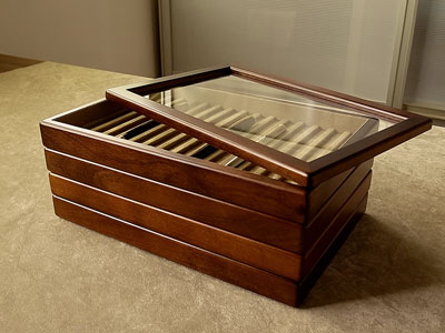 ペントレイ（かぶせ蓋付き） [万年筆,波板,起毛状布,スタッキング可能