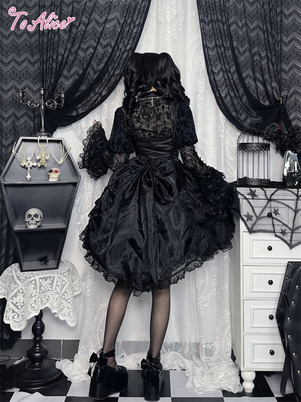 BlackShamrock】F1ブラックコルセットクロス刺繍ドレス - To Alice