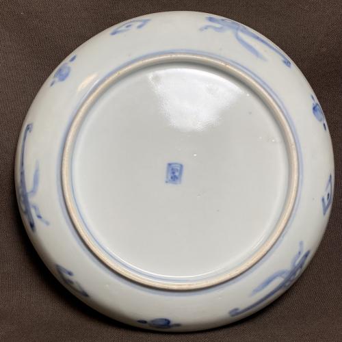 桃に小菊図赤絵金彩中皿 /514│埼玉県熊谷市のの骨董品専門店「雑貨と