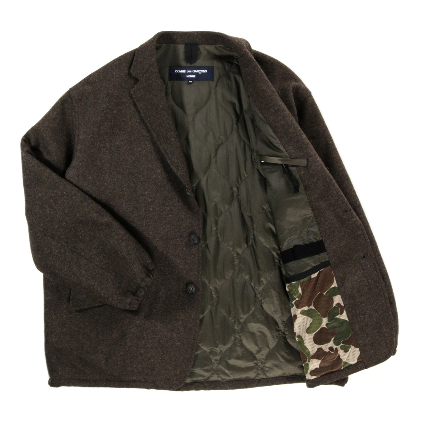 COMME DES GARCONS HOMME J018 INSULATED WOOL JACKET KHAKI | TODAY