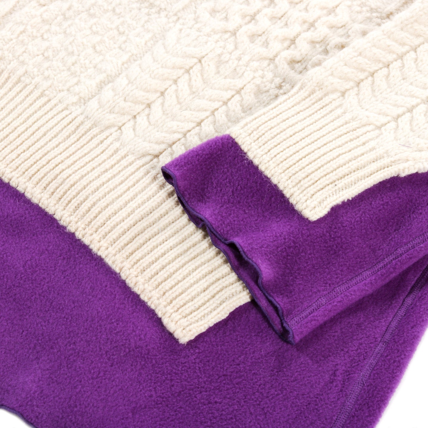 REBUILD BY NEEDLES FISHERMAN SWEATER NATURAL / PURPLE - S (B