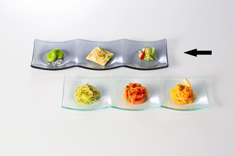 シーニュ クリア 30cm3連菜(ガラス製仕切プレート)|食器通販の陶磁庵