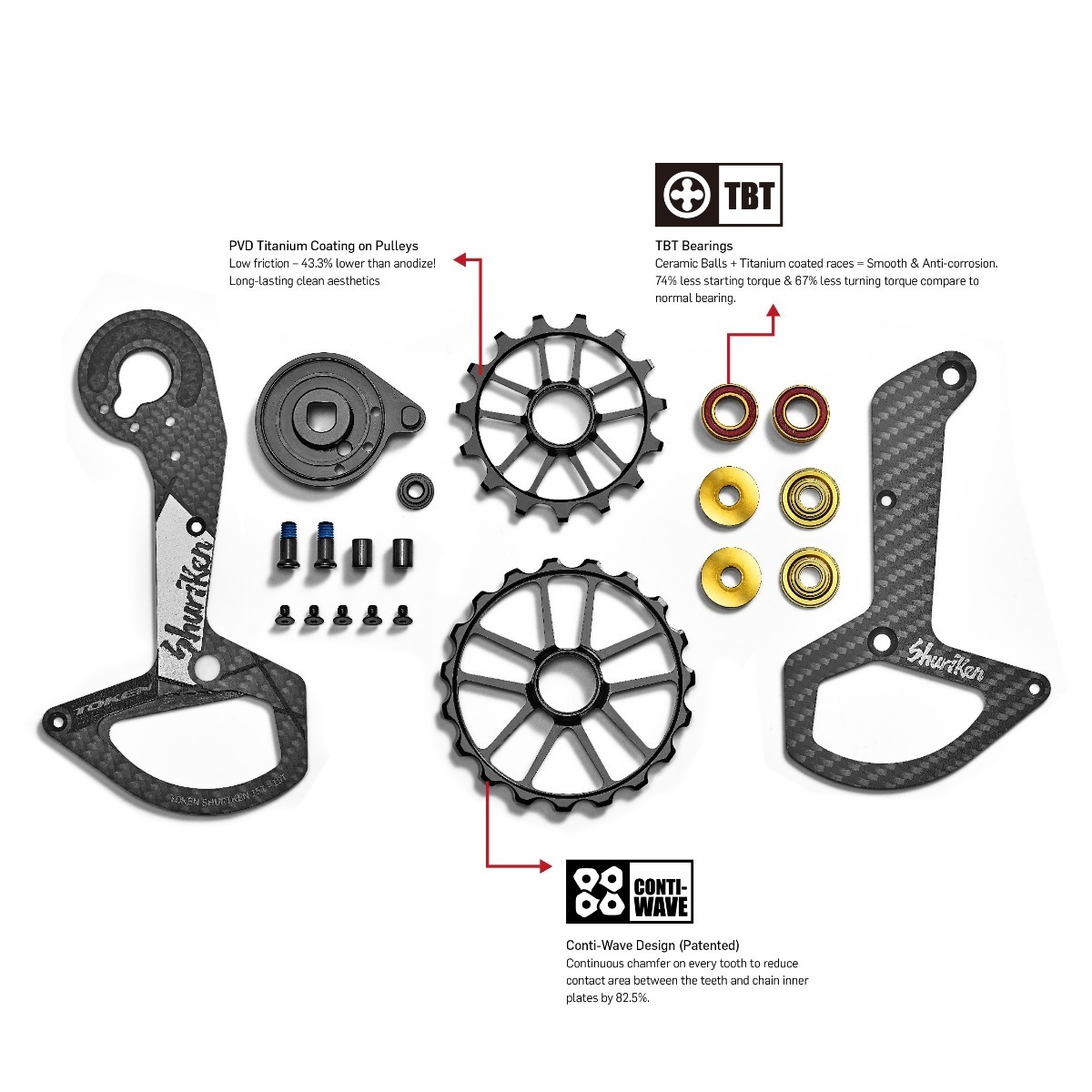 Oversized Pulley System - SHURIKEN TK1759XS - TOKEN Cycling Products