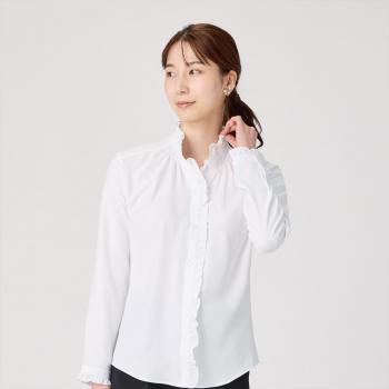 COFREX】 スタンドゴムシャーリング 長袖 レディースデザインシャツ(S