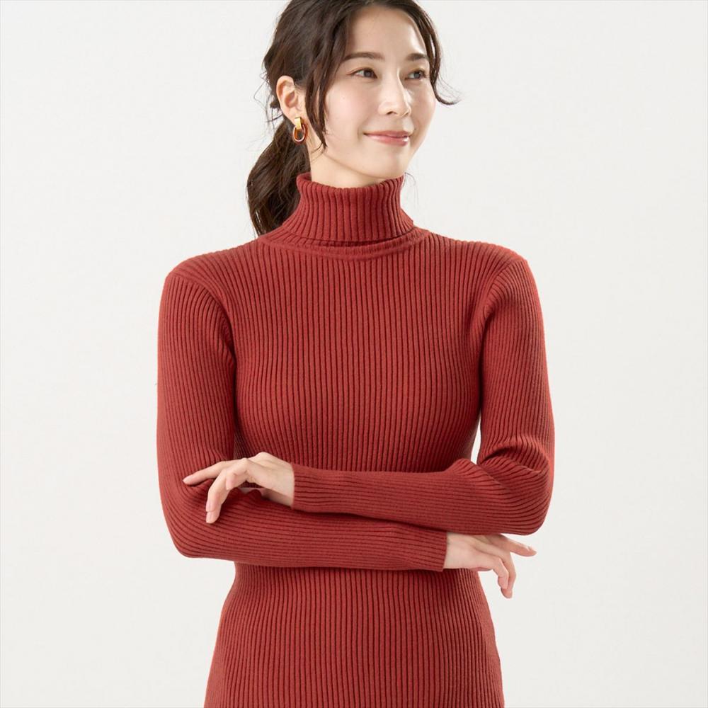 ニット リブタートル プルオーバー レディース(M レッド): 東京シャツ