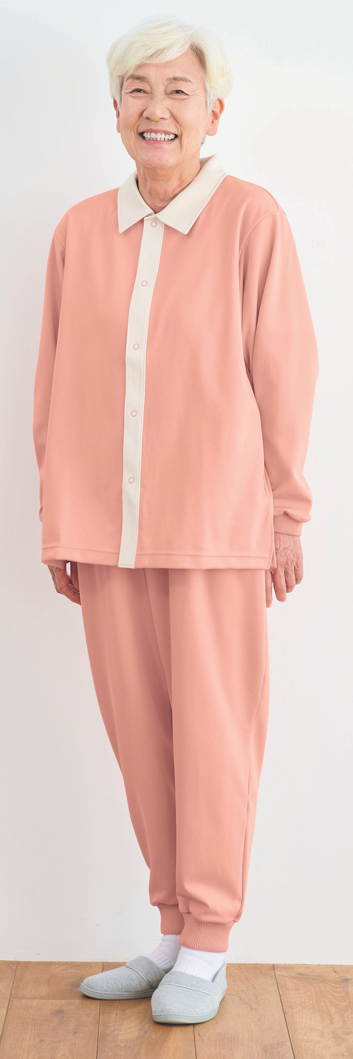 品番： CR809 】 男女兼用 前開きシャツ 高齢者ウエア パジャマ 通年