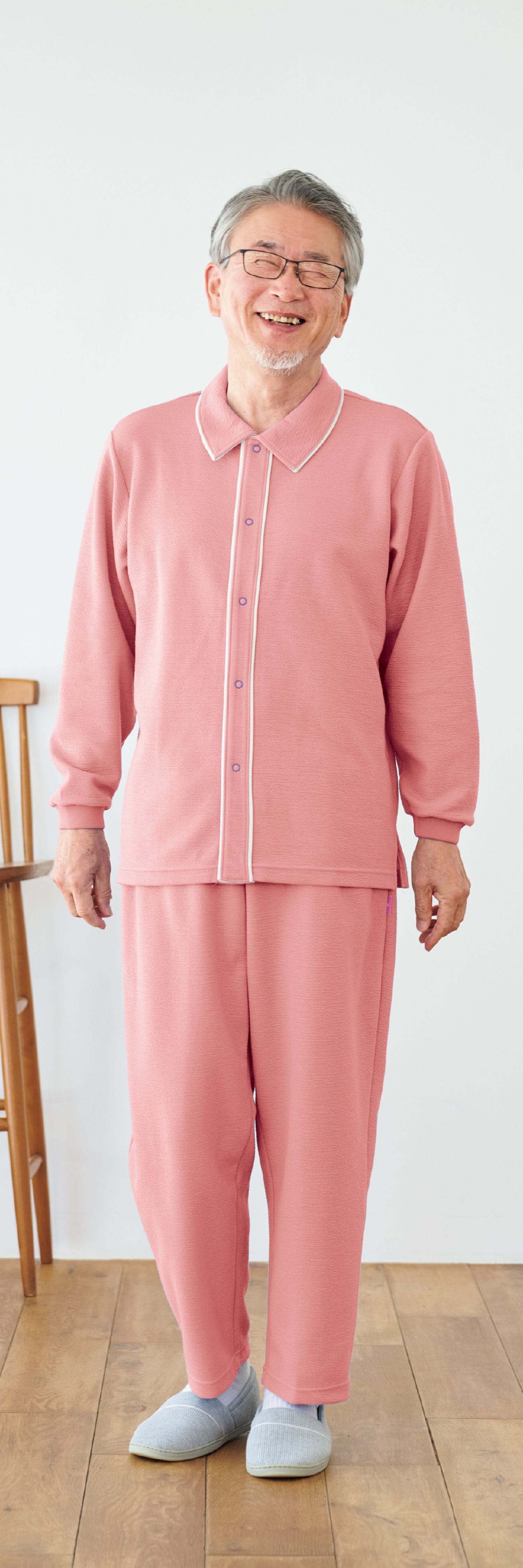 品番： CR810 】 男女兼用 前開きシャツ 高齢者ウエア パジャマ 冬用