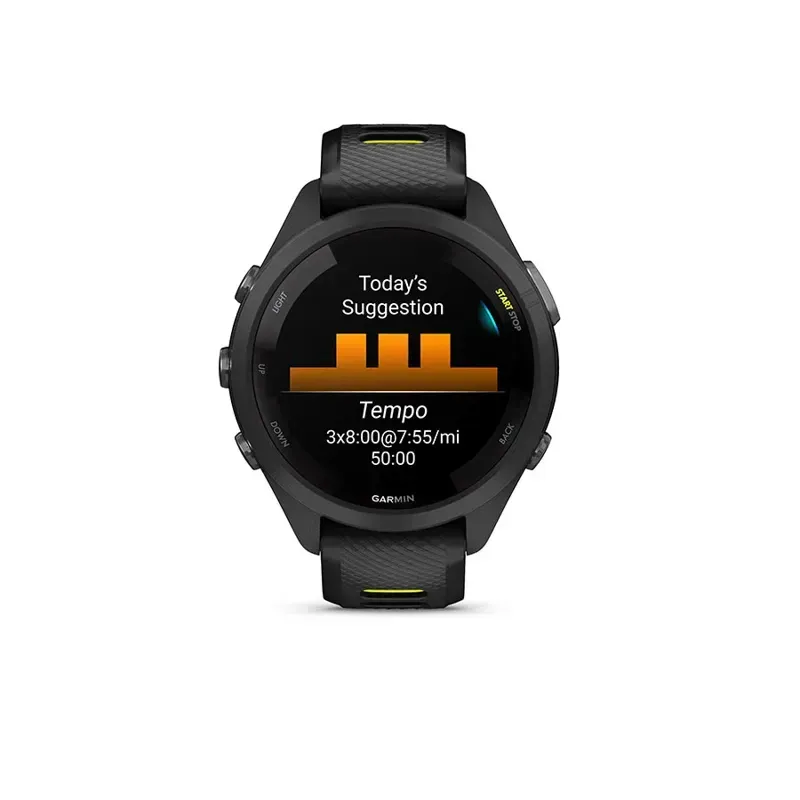Garmin Forerunner 265S Music Watch in Black/Black/Amp Yellow