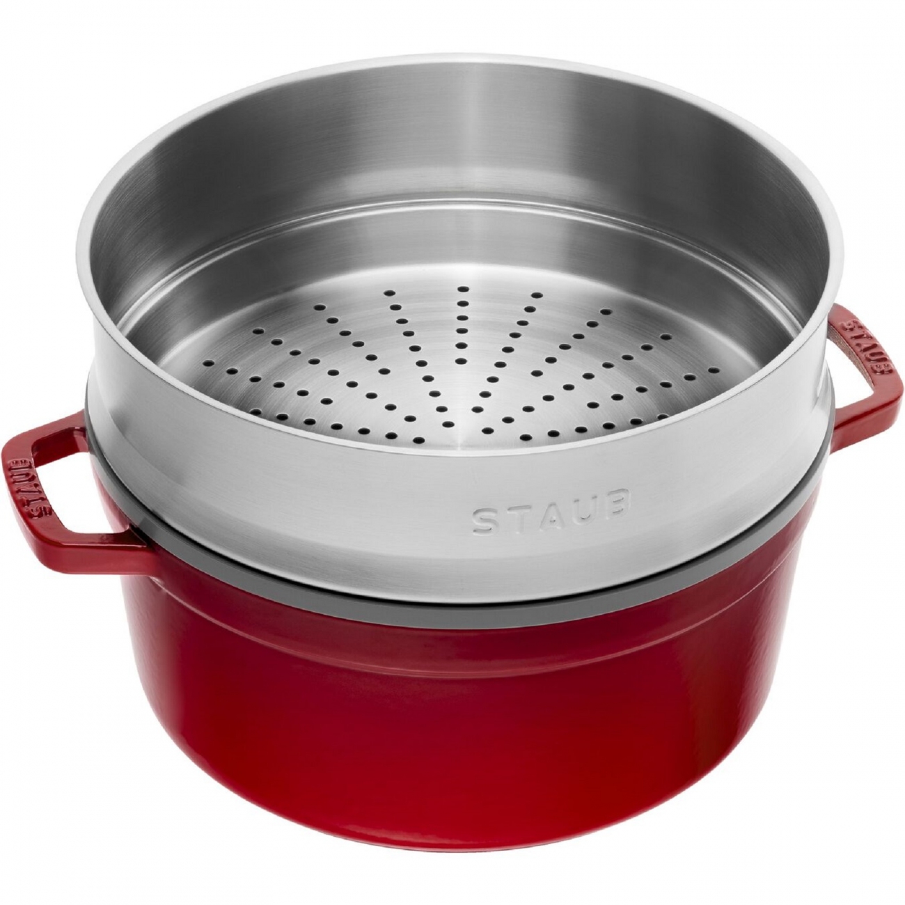 Staub Cocotte with Steamer 26 Cherry