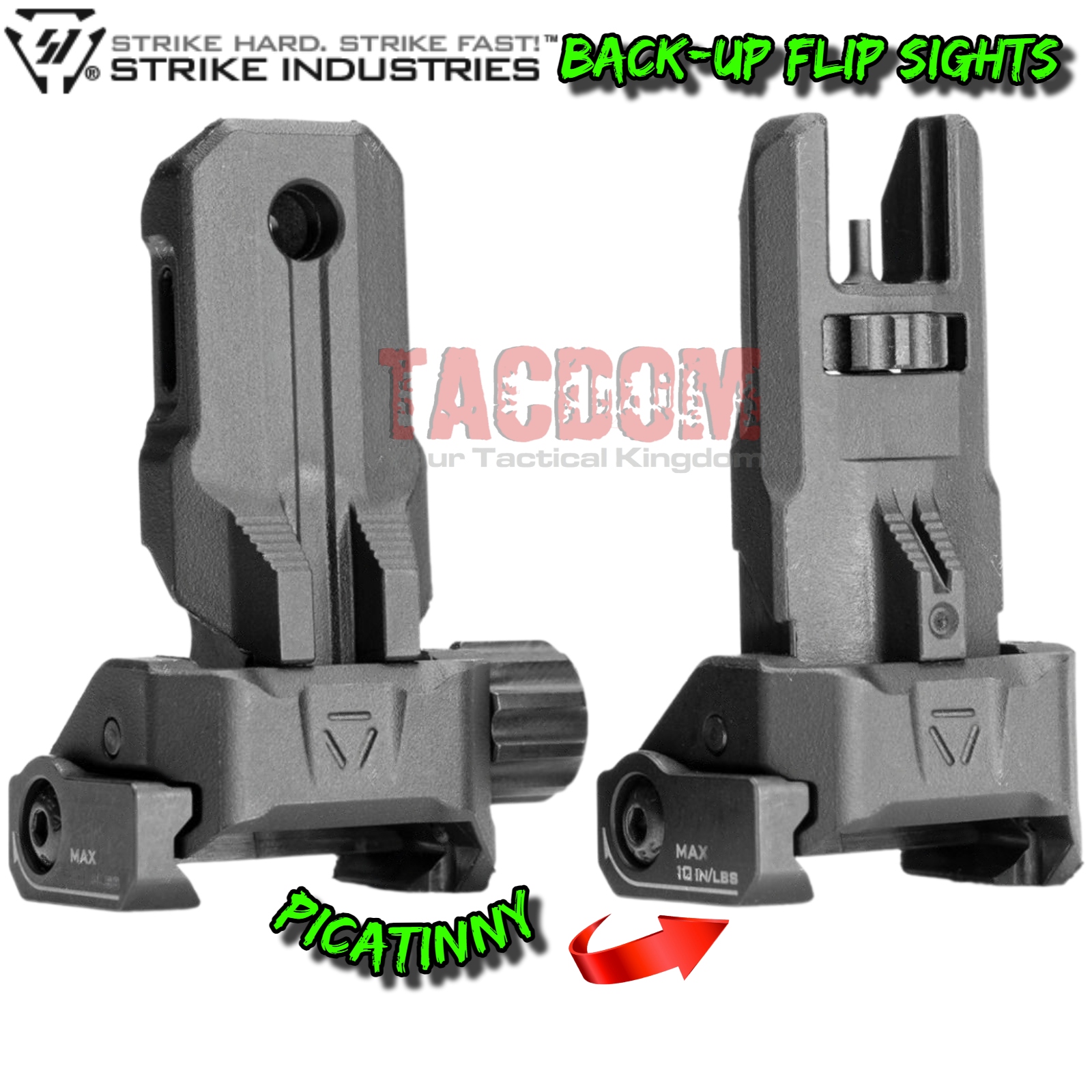 Strike Industries POLYMER SPBUS BUIS Back Up Sights Flip up Down