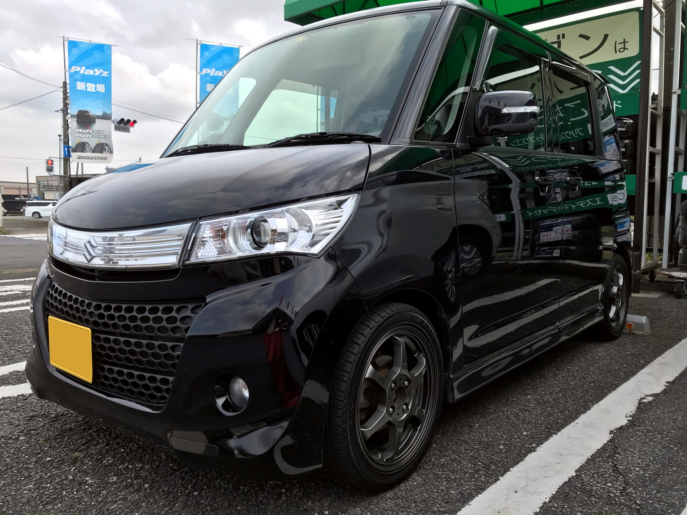 スズキ・パレットSW・MK21S】インチアップしたら・・・TEINの車高調で