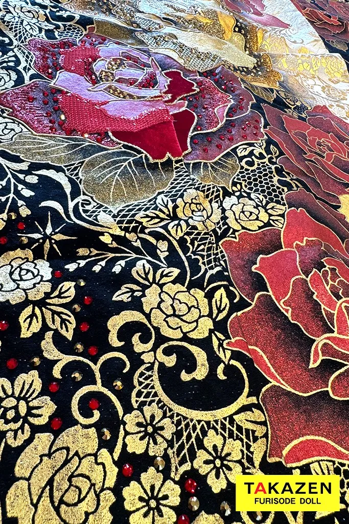 モード系 赤/黒/ゴールド(金色) 薔薇柄 ゴージャス 派手 華やか ギャル