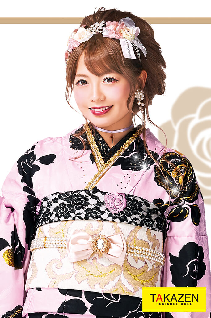 ヘップバーン ピンク/黒 バラ柄 ゴージャス 量産型 目立つ高級