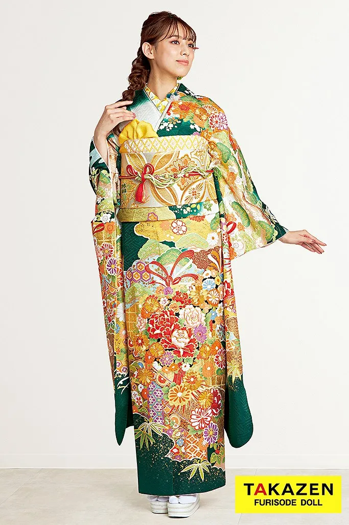 2ページ目｜緑色の振袖｜成⼈式の振袖レンタルならTAKAZEN、世界
