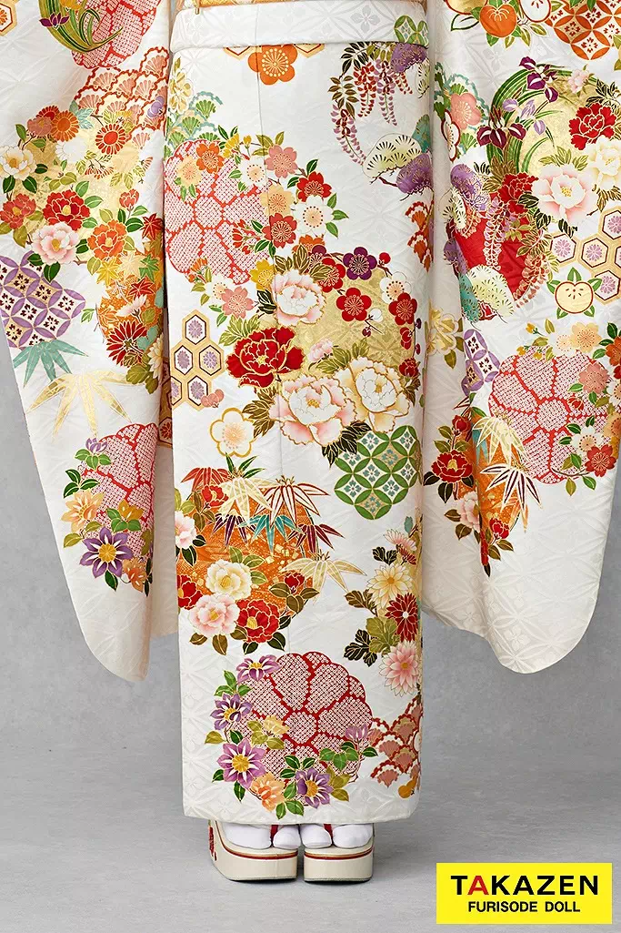 最高級古典柄振袖 吉澤織物/匠 白/金/赤 吉祥文様 柄小さめ 可愛い 低