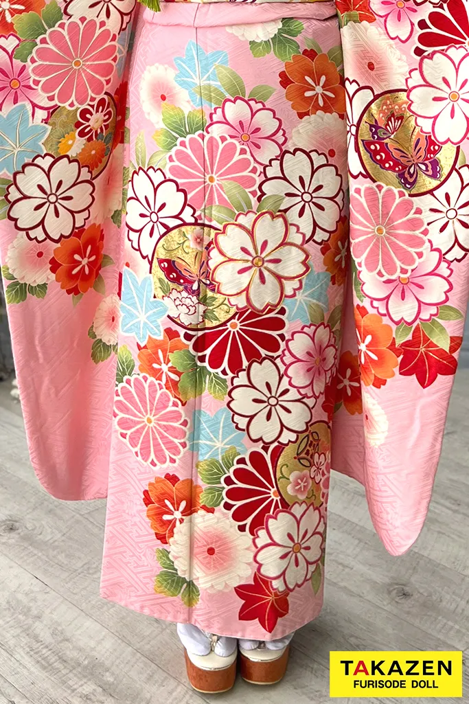 格安正統派古典 ピンク/水色 桜柄 ポップ レトロ古典 モダン カラフル