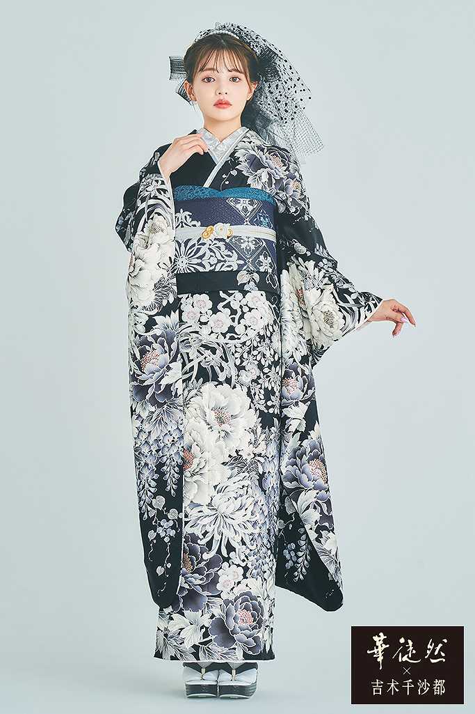 華徒然×吉木千沙都 黒/白/モノトーン 牡丹柄/乱菊柄/柄多め かっこいい