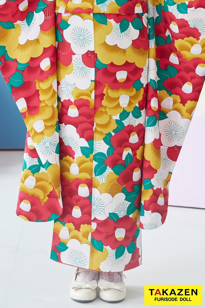 レトロポップ オレンジ/赤/黄 ツバキ柄/総柄 柄多め 個性的 可愛い