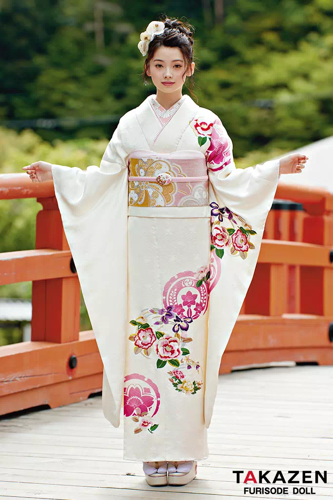 正統派古典 白/ピンク 椿柄/すっきり柄 シンプル かわいい 清楚 お