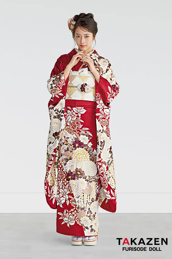 正統派古典 赤/白 菊柄/柄多め 上品 豪華 柄多め 華やか【通販可