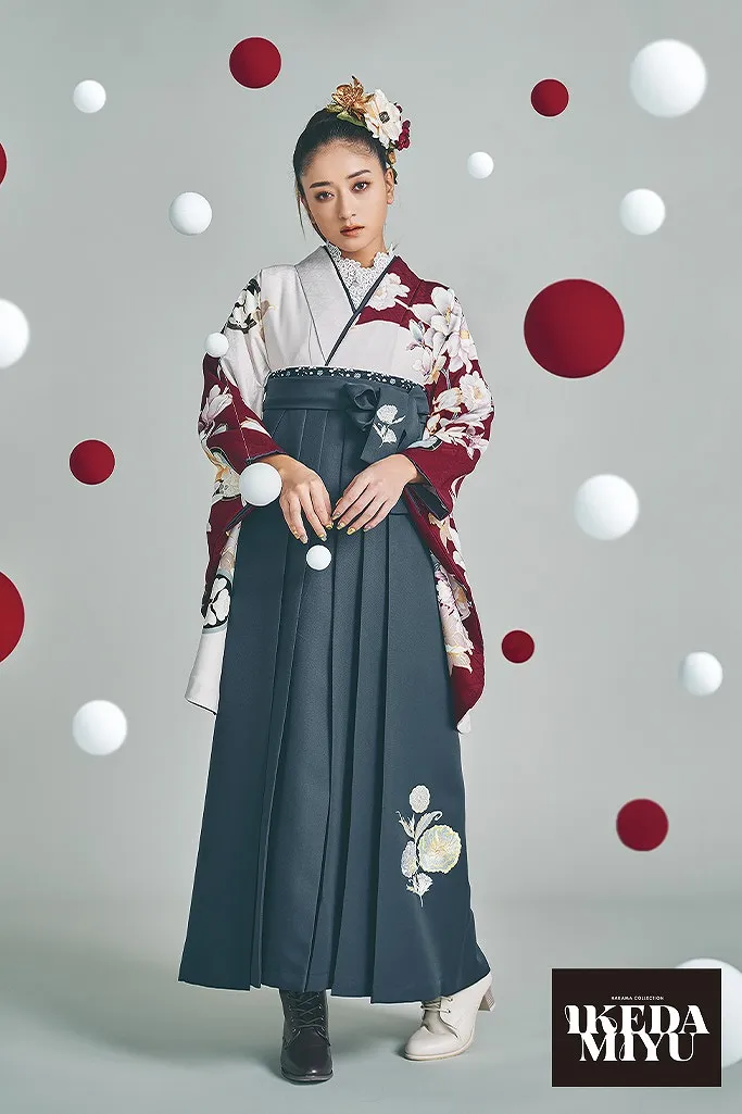 正統派古典 エンジ 椿柄 人と被らない 池田美優(みちょぱ) ブーツ