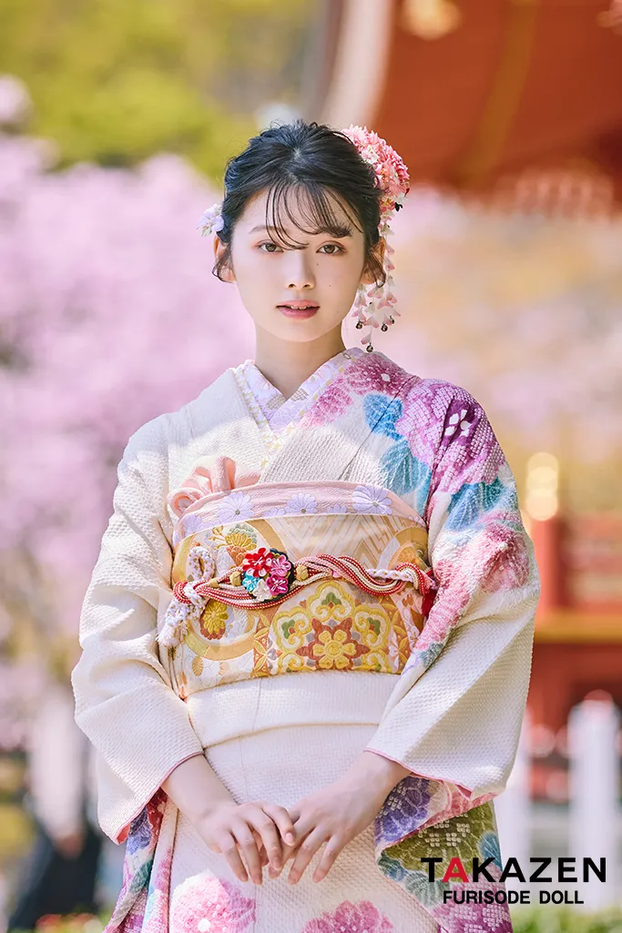 最上級“藤娘きぬたや” 白/ピンク 藤の花 総絞り 高級振袖 百貨店価格