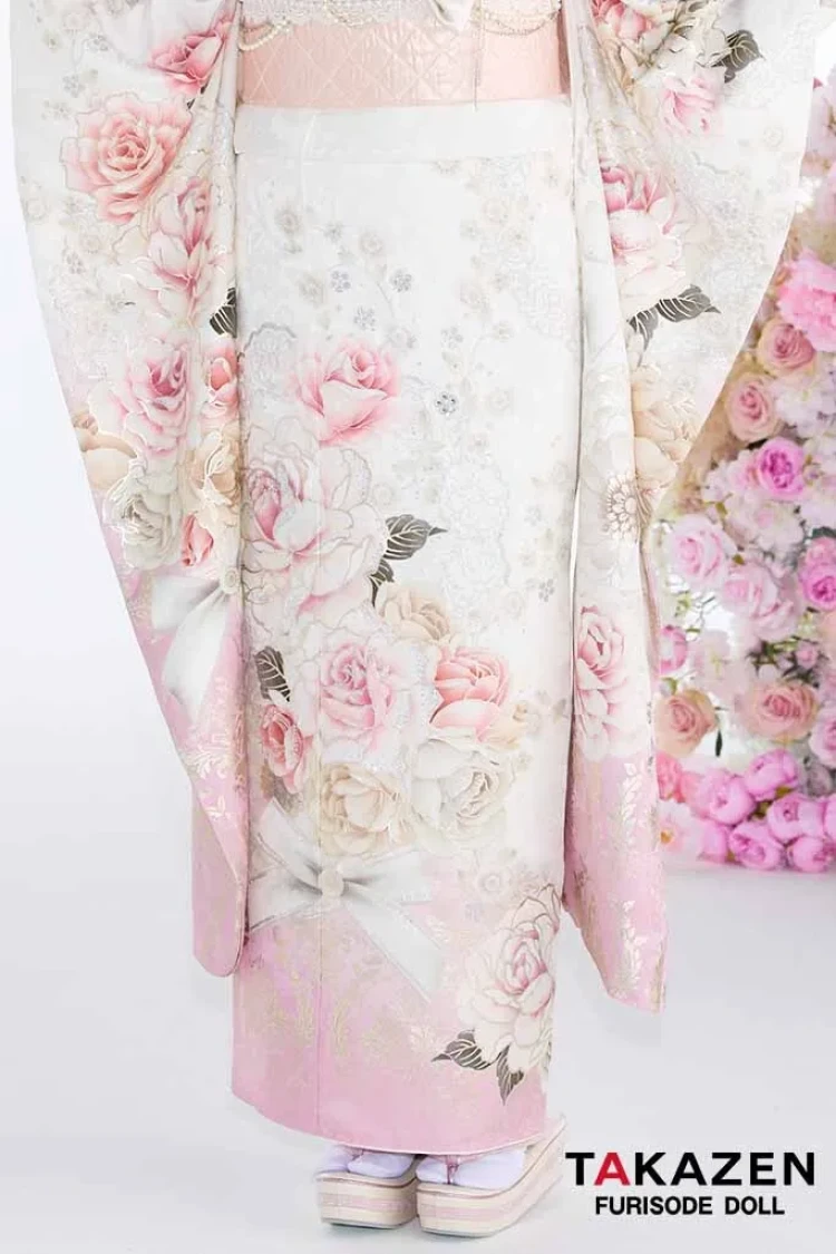 ヘップバーンコスメカラー 白/ピンク 薔薇柄 一番かわいい