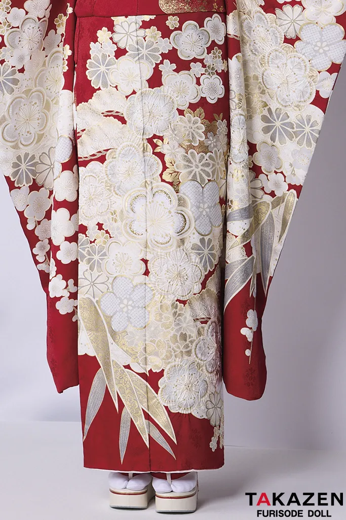最高級古典柄振袖 関芳/最高級金彩刺繍絞り友禅 赤 おしとやか 上品