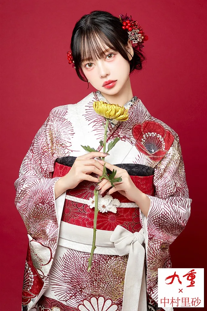 九重×中村里砂 白/赤/紅白 牡丹柄/梅柄/松柄 大人っぽい 綺麗 レトロ
