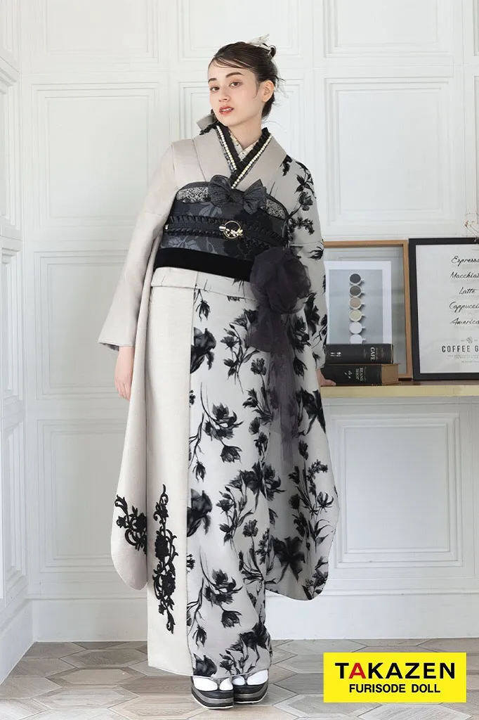 くすみカラーエレガント ベージュ/黒 ダスティーカラー オーガンジー