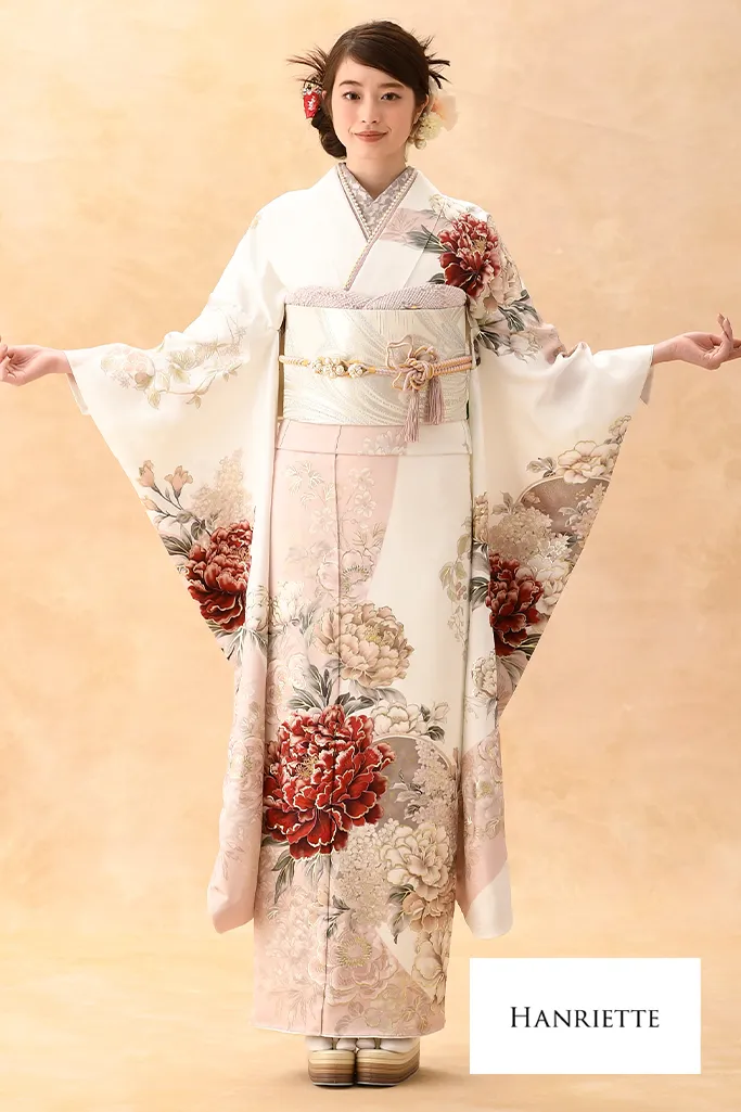 正統派古典 赤/白 椿柄/針松 上品 おしとやか かわいい【通販可】25066