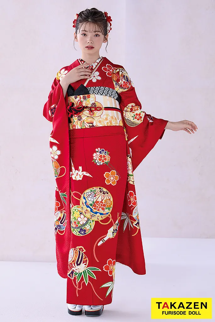 正統派古典 赤/金色(ゴールド) 鞠柄/打出の小槌 シンプル かわいい 金