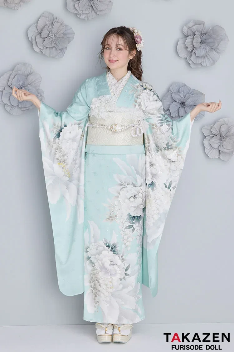 くすみカラーの成人式のレンタル振袖｜流行りの淡い色のかわいい振袖