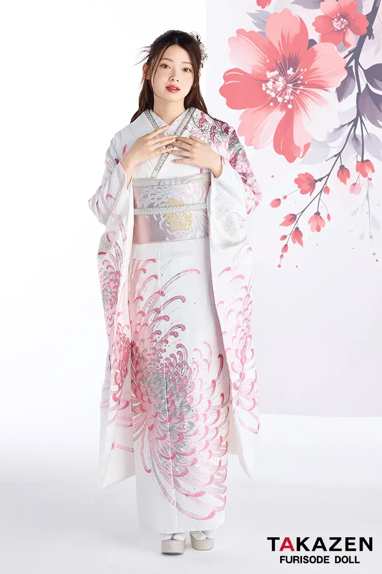 粋古典 シルバー/白黒 扇面柄/牡丹柄 最高級金彩刺繍友禅 かっこいい