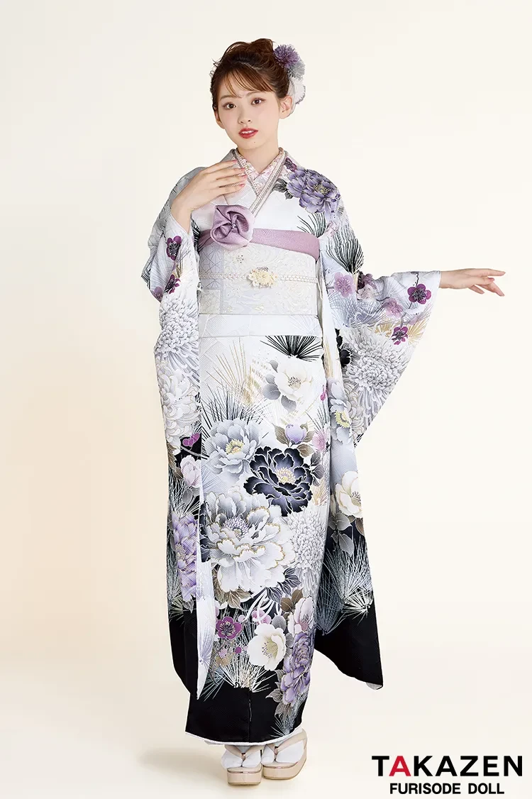 正統派古典 赤/黒 絞り風/毬柄 人気 はんなり 可愛い 高級振袖 金駒繍